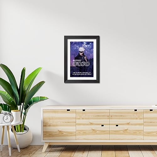 Image of TenorArts Satoru Gojo Poster Naruto Anime Quotes Laminated Photo Frame Painting with Matt Finish Black Textures (12 inches x 9inches)
