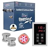 STEAMSPA 12kW Steam Sauna Generator Sentry Series 240V Steam Generator with Touch Screen, Steamhead, Built-in Steam Shower Auto Drain, ACU Quickstart Steam Bath Generator (Chrome)