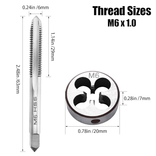 Image of M6 x 1.0 Metric Thread Tap and Die Set, M6 x 1.0mm High-speed Steel Machine Tap Die Set Right Hand