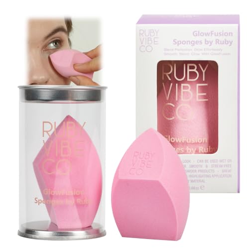 RUBY VIBE CO Makeup Sponge for Foundation, Latex-Free Makeup Blender for Liquid, Cream &amp; Powder, Soft Blending Sponge with Precision Tip for Concealer, Contour &amp; Blush, Wet &amp; Dry Use