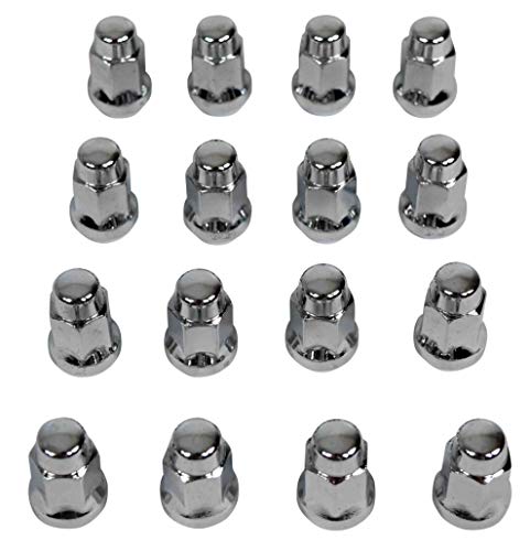 Image of MASSFX 16-Pack Durable Chrome 17mm Hex Lug Nuts, 35mm Length, & 12x1.25 Thread - Heavy Duty Replacement Lug Nuts for Golf Cart Wheels, Fits Most EZGO, Club Car & Yamaha Golf Cart Wheels