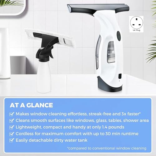 Limpiador de ventanas inalámbrico con aspiradora recargable y spray 5