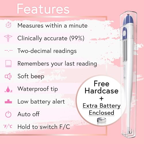 digital basal body thermometer 1100th degree high precision quick 60-sec reading memory recall accurate bbt thermometer for natural ovulation tracking by iproven