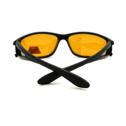 Black Mens Polarized Night Vision Driving Lens Sporty Warp Sunglasses4