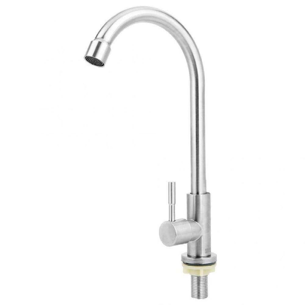 Rubinetto Miscelatore ， Rubinetto Girevole Cucina Bagno Rubinetto Singolo per Acqua Fredda Rubinetto per Bacino in Acciaio Inossidabile-Argento/Argento Comfortable Anniversary