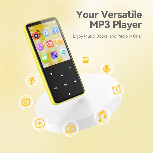 Image of AGPTEK 64GB MP3 Player with Bluetooth, M3 2.4 inch Music Player with Speaker and FM Radio, Touch Buttons, Supports Up to 128GB(Yellow) | with FM Radio, Touch Buttons, Supports Up to 128GB