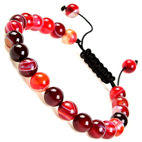 Image of Massive Beads Natural Healing Power Gemstone Crystal Beads Unisex Adjustable Macrame Bracelets 8mm