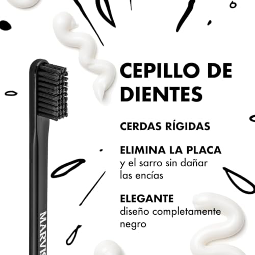 Miniatura 5 de Marvis Cepillo De Dientes Negro, Cepillo Dientes De Plástico Con Funda Para Cabezal Transparente, Cepillo Dental De Viaje Para La Placa Y El Sarro