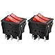 Heschen Double Rocker Switch SPST ON-OFF-6 Terminals Red Light 16 A 250 VAC 2 Pack