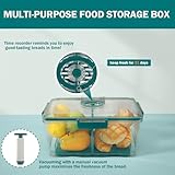 Airtight Rectangular Bread Bin for Bread Storage Extra Large Transparent with Vacuum Pump, Removable Bread Bin - Image 2