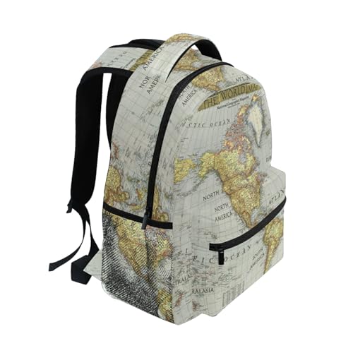Image of Nander Backpack Travel World Map Painting School Bookbags Shoulder Laptop Daypack College Bag for Womens Mens Boys Girls, World Map, 11.4x6.9x16in, Daypack Backpacks