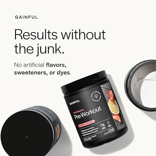 Image of Gainful Pre Workout Powder, Caffeine Free with Creatine, L Citrulline, Beta Alanine, BCAA's, Energy & Muscle Support, 14 Servings (20 Servings, Strawberry Lemonade - Performance)