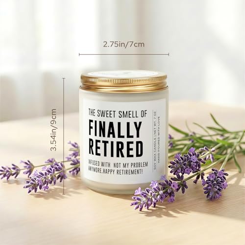 Image of Retirement Gift for Woman Man, Retired Gifts for Women Men, Coworker, Teacher, Nurse, Friends and Family, Funny Retirement Candle Decoration, Lavender Soy Wax Candle 7Oz