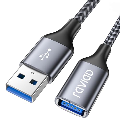 RAVIAD Cable Alargador USB 3.0 [2M], Cable Extension USB 3.0 Tipo A Macho a A Hembra Alta Velocidad 5 Gbps con Impresora, Cámara, Teclado, Hub, Pendrive, Disco Externo, Gafas VR, Ordenador y Otros