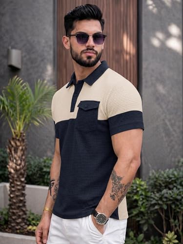 Image of Noble Monk Men's Regular Fit Polo Neck T-Shirt | Half Sleeve