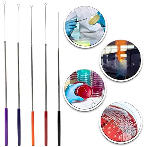Scientific Labwares Reusable Inoculating Loops and Needle Set - Color-Coded Handle for Size Identification - Cell Streaking Lab Tools Perfect for Bacteria Cell Tissue Culture Lab Cover