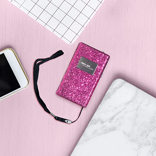 Super-Cute Stun Gun - Powerful High Voltage, Compact Stun Gun With Wrist Strap & Safety Lock - Pink Glitter, 1 Count #TOP5