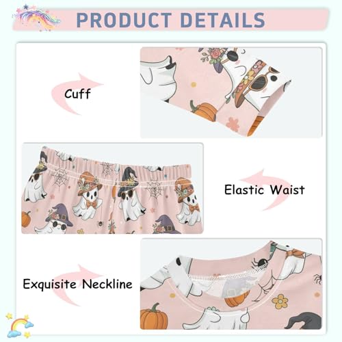 Pajama Sets Long Sleeve Halloween Ghosts with Accessories Soft Comfy Sleepwear 2 Piece PJS 3-8T4