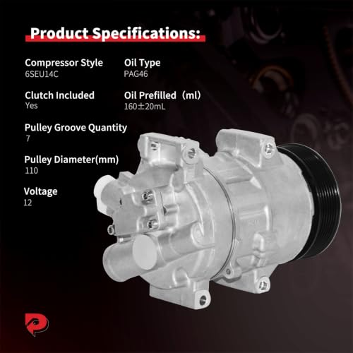 Image of PHOBOOS A /C Compressor with Clutch Compatible with Toyota Corolla 2009-2010 2.4L, Matrix 2009-2013 2.4L & Scion xB 2008-2015 2.4L & Pontiac Vibe 2009-2010, Fast Cooling, Ref. CO-11110C, 158316