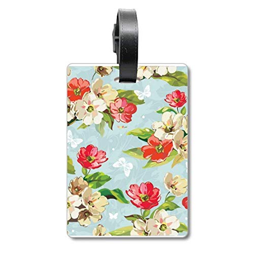 Étiquette valise fleurs de pêche chic et robuste, accessoire de bagage haut de gamme
