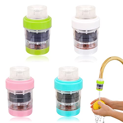 4 Piezas Filtros de Agua para Grifo, Filtro Maifan Piedras Agua, Purificador a Prueba de Salpicaduras, Filtro de Grifo de Interfaz Universal, Filtro Grifo Cocinacon un Elemento Filtrante Cover