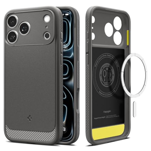 Image of Spigen Rugged Armor MagFit Back Cover Case for iPhone 17 Pro Max, MagSafe Compatible, Resilient Shock Absorption - TPU | Gray
