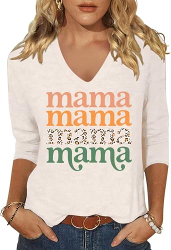 Image of Womens 3 /4 Sleeve V Neck Valentine T Shirts Love Heart Printed Graphic Tee Tops