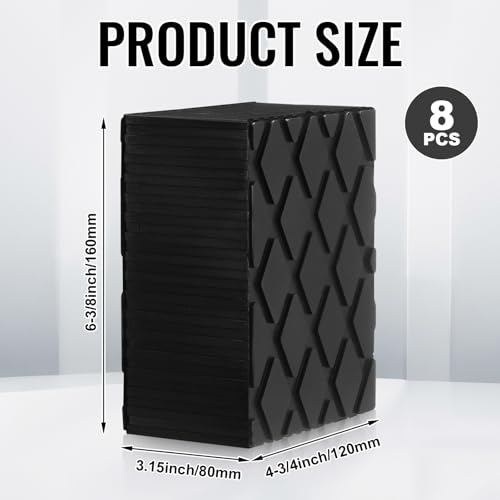 Image of Pangda 8 Pack Solid Rubber Auto Lift Pads 6-3 /8 inch x 4-3 /4 inch x 3.15 inch Anti-Skid Lift Block Spacer Pad for Automobile Car Lifts, Jacks and Racks, 4000 Lbs Capacity