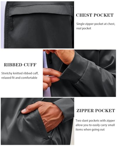 Runcati Men'S Lightweight Full Zip Jackets Golf Stand Collar Bomber Jacket Casual Windbreaker Outwear thumb #4