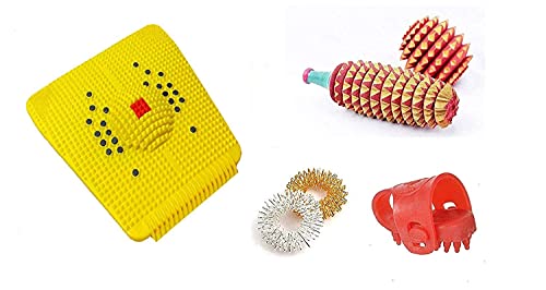 Image of Health & Personal Care Acupressure 5 Product Kit with Power Mat, Sujok Ring, Thumb Pad, Wooden Karela, Acupressure Ball (Multicolor)