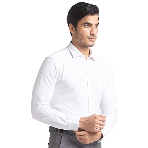 Image of Park Avenue Men's Cotton Blend Solid Pattern Slim Fit Narrow Collar Full Sleeve Formal Shirt