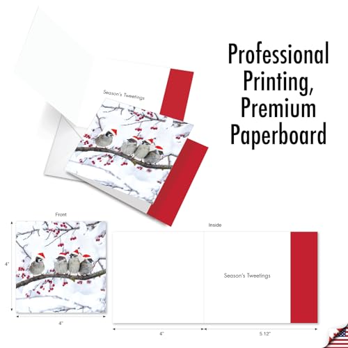 Image of Best Card Co 10 Christmas Boxed Cards Birds MQ5030XSG-B1x10