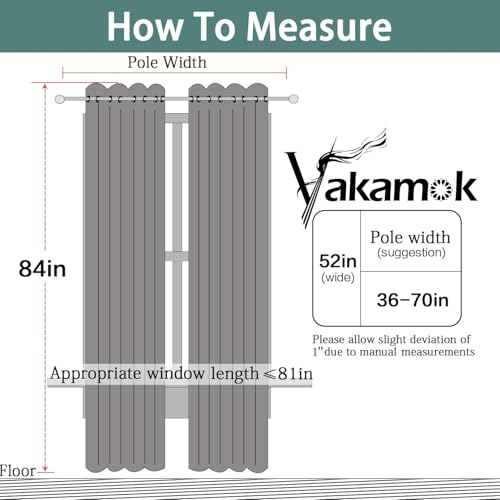 Image of Yakamok Dove Grey 100% Blackout Curtains 84 Inches Long 52 inch Wide 2 Panel | Blackout Curtain Panels for Bedroom, 2 Thick Layers Grommet Top Thermal Insulated Drapes with Black Liner for Living Room