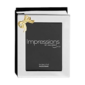 Silver Plated Picture Photo Album with Gold Bow – 4″ x 6″ (8143)