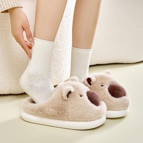 Capybara Slippers for Women and Men, Cute Warm Thick Capybara Slippers for Winter, Unisex Funny Soft Non-Slip House Slippers4
