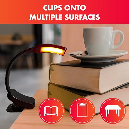 Image of Mito Red Light - Flex Reader - Red Light Book Lights for Reading at Night - Portable, Rechargeable Book Light Clip On with 360 Gooseneck - Reading Lights for Books in Bed