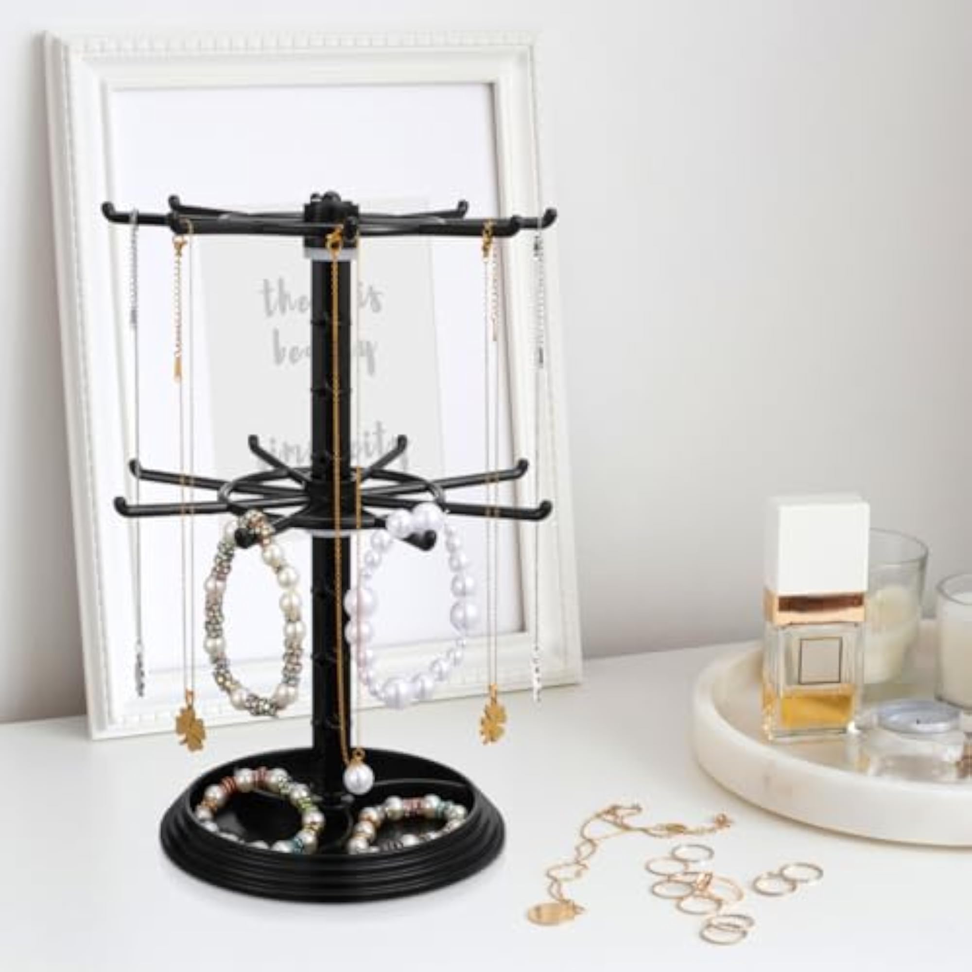 Rotating 2 Tier Jewellery Organizer Tree for Necklaces and Bracelets