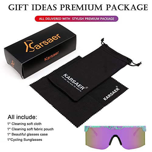 Karsaer Vision 80S 90S Retro Semi Rimless Sunglasses Neon Visor Shades Rainbow Sunlasses For Men Women #TOP5