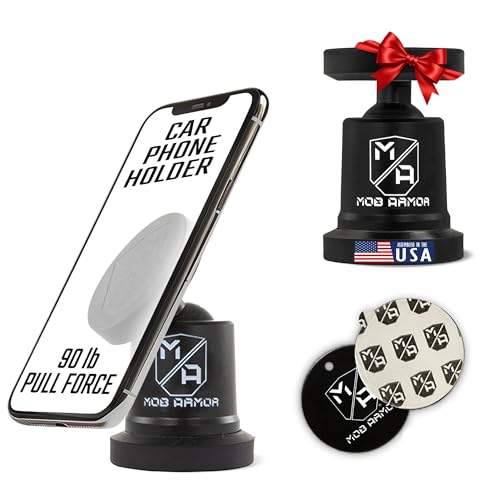 Mob Armor MobNetic Maxx - Magnetic Phone Holder for Car, USA Assembled Car Phone Mount, Supports iPhone & Android, Christmas, White Elephant for Men, Dad, Boyfriend, Husband - Black