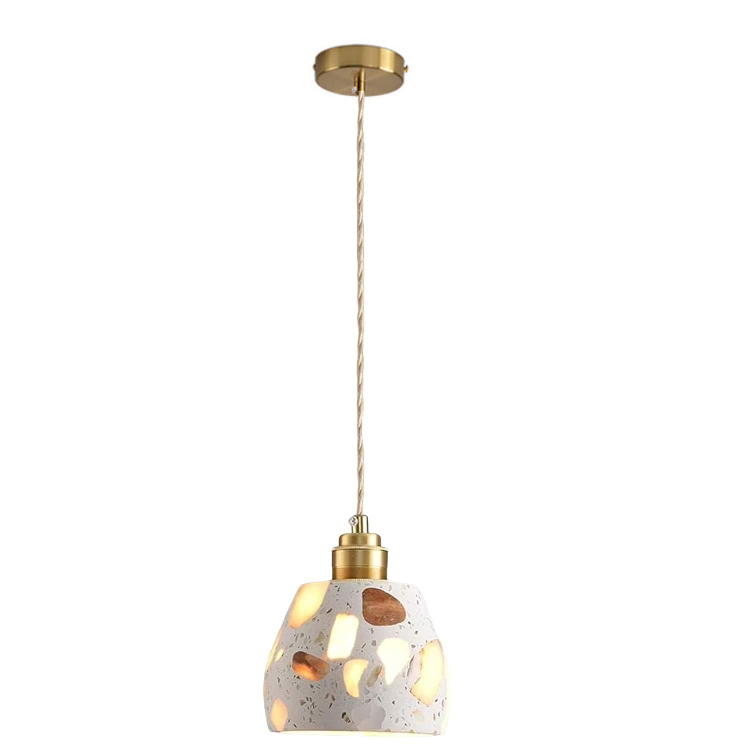USMJQVZ Modern Terrazzo Pendant Light Fixture,mini Stone Pendant Lights,Vintage Farmhouse Marble Chandelier For Kitchen Island Dining Room Living Room Bedroom Restaurant Cafe