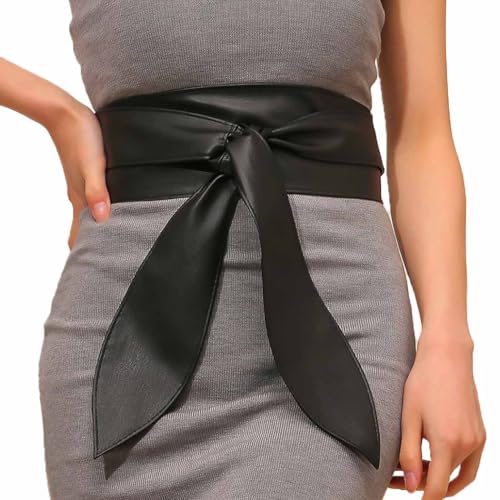 COSYDAYS Obi Waist Belt Black Wide Leather Corset Belt Fashion Wrap Waistband Accessories for Women