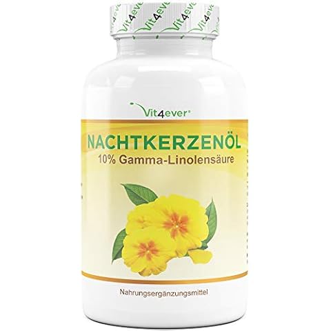 Nachtkerzenöl - 365 Kapseln - Hochdosiert mit 2000 mg je Tagesdosis - Premium: 10% Gamma-Linolensäure GLA, mit natürlichem Vitamin E & kaltgepresst - Laborgeprüft Cover