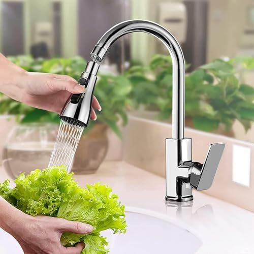 Image of Flexible Tap Extender for Kitchen Sink | 360 Rotating Faucet Attachment | Splash-Proof Water Saving Nozzle | Universal Fit Faucet Extension | Easy Installation Kitchen & Bathroom Tap Adapter (Pack 1)