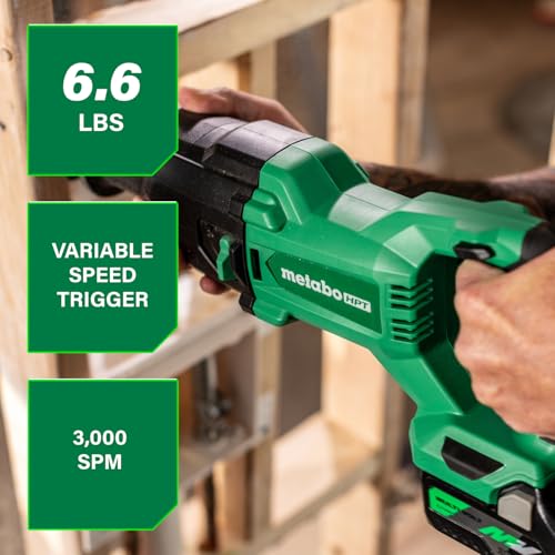 Metabo HPT 18V MultiVolt Cordless Reciprocating Saw, Orbital Cut Mode, 36% Less Vibration, 1-1/8" Stroke Length, 3,000 SPM, LED Light, Tool Body Only, CR18DBQ4 thumbnail 2