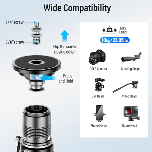 SIRUI SVM-165 Rapid Monopod for Cameras, 65” Carbon Fiber Monopod with Feet, One-Step Rapid Height Adjustment, Lightweight for DSLR Camera, Modular 3 in 1, Max Load 22lbs by Sirui - Image 9