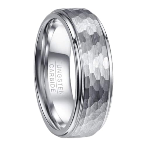 [Nuncad(ヌンカド)] 指輪 メンズ リング タングステン 多面カット 六角形 マッド質感 つや消し カラー:シルバー 幅:8mm 14号