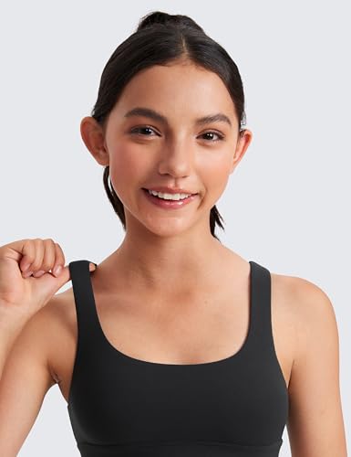 CRZ YOGA Girls Butterluxe Training Sports Bra - Scoop Neck U Back for Teens Kids Yoga Dance Crop Top4