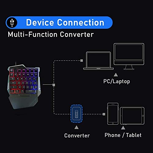 Image of USB Wired Gaming Keyboard with LED Backlight 35 Keys sades Wide Hand Rest One-Handed Membrane RGB Gaming Keypad for Gaming