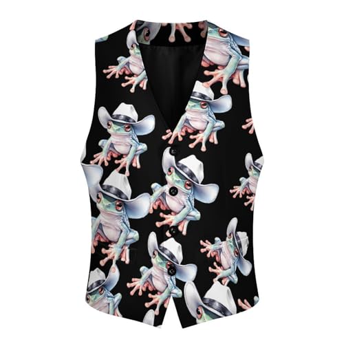 Country Frog Trendy Vest Suit for Men V Neck Formal Dress Waistcoat Vests Business Slim Fit3