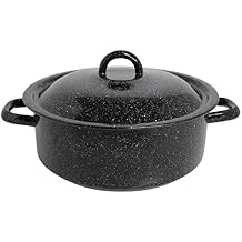 Mirro 4.5 Quart Traditional Vintage Style Black Speckled Enamel on Steel Dutch Oven with Lid, MIR-10701